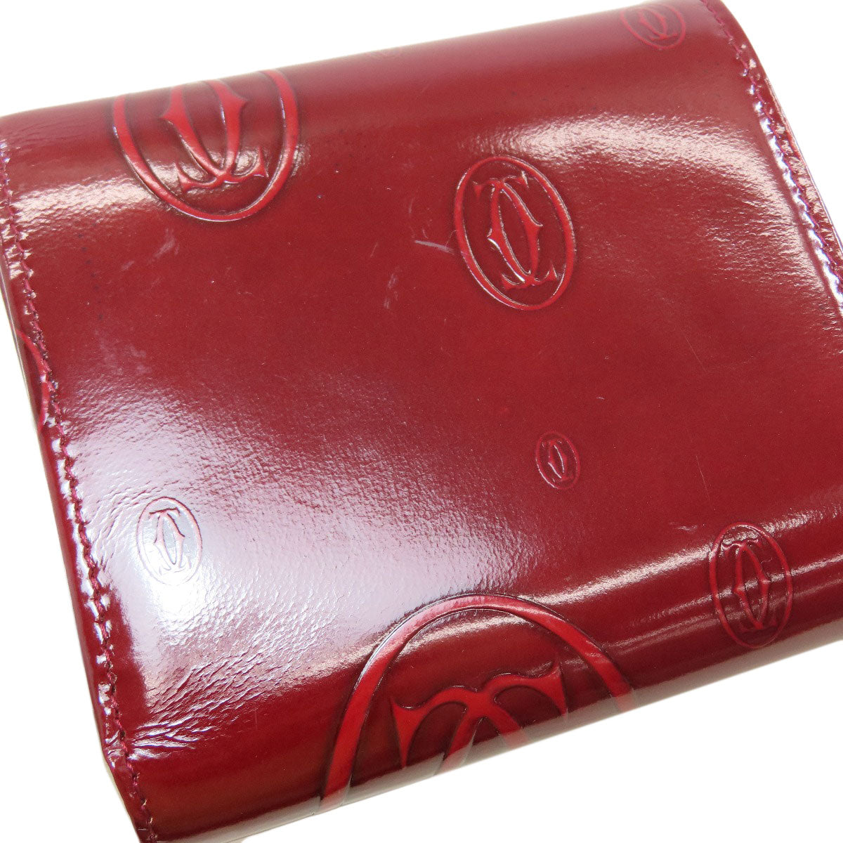 CARTIER happy Birthday Tri-fold wallet (with Coin Pocket) Patent leather Ladies [Used]