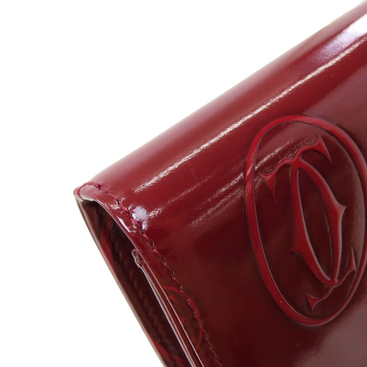 CARTIER happy Birthday Tri-fold wallet (with Coin Pocket) Patent leather Ladies [Used]