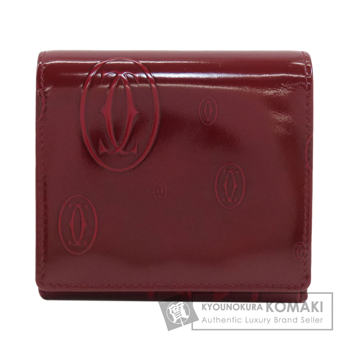 CARTIER happy Birthday Tri-fold wallet (with Coin Pocket) Patent leather Ladies [Used]