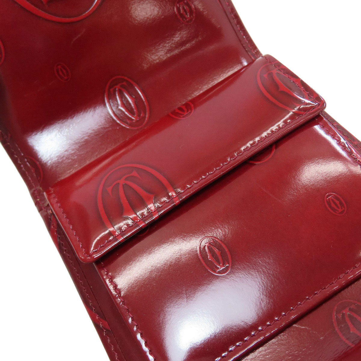 CARTIER happy Birthday Tri-fold wallet (with Coin Pocket) Patent leather Ladies [Used]