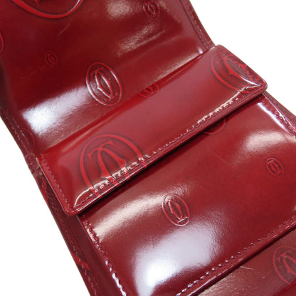 CARTIER happy Birthday Tri-fold wallet (with Coin Pocket) Patent leather Ladies [Used]