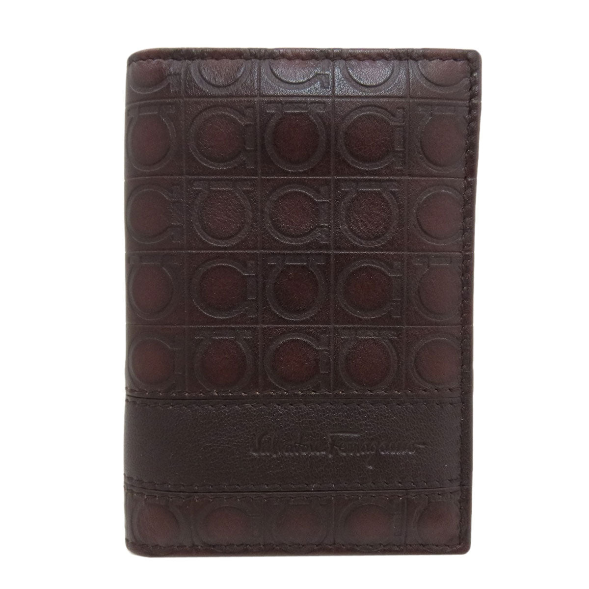 Salvatore Ferragamo Gancini pattern pass case Card Case Leather Ladies [Used]