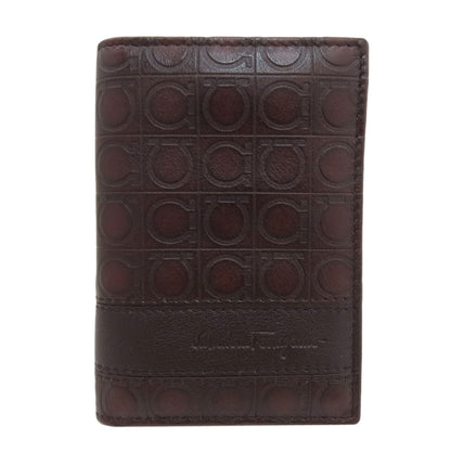 Salvatore Ferragamo Gancini pattern pass case Card Case Leather Ladies [Used]