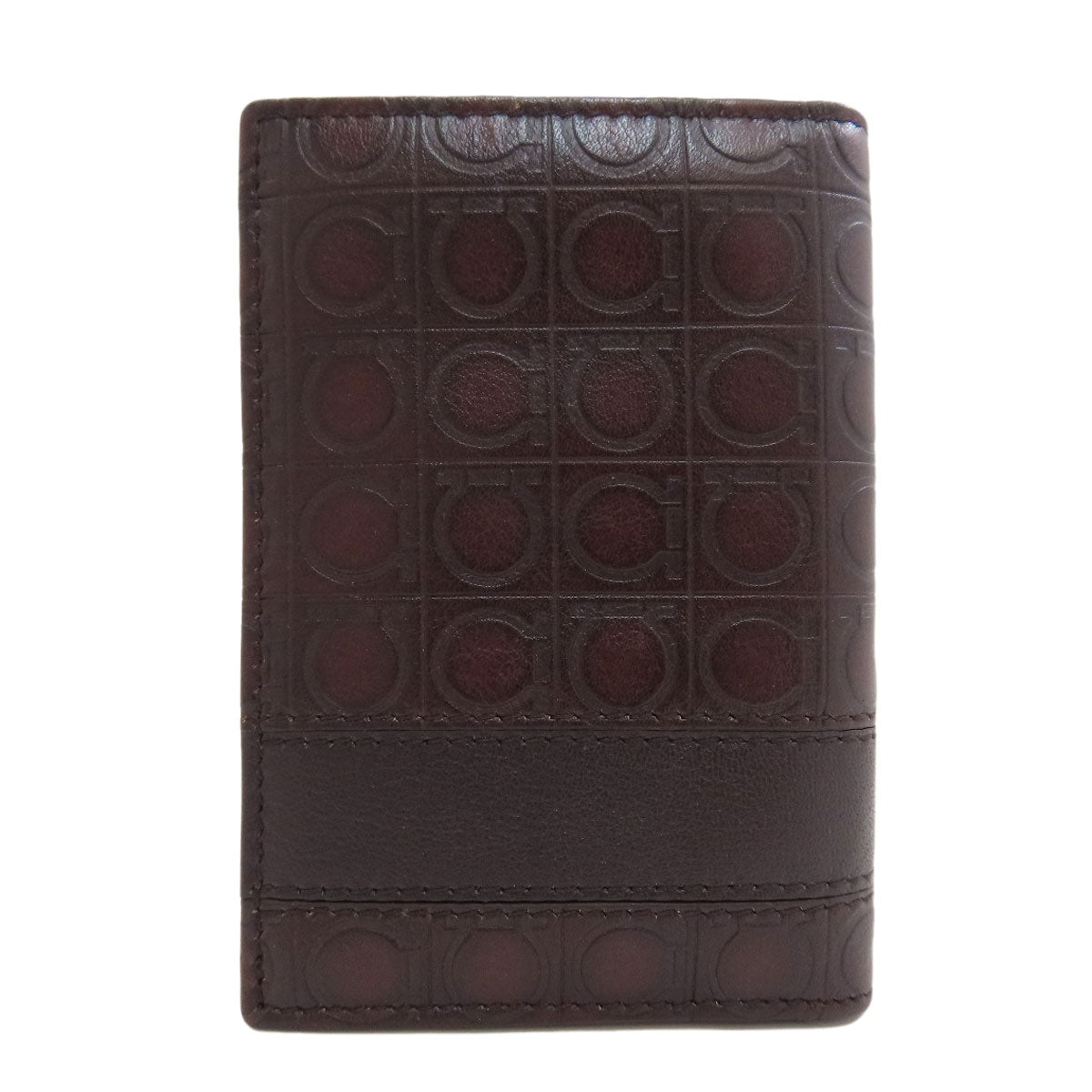 Salvatore Ferragamo Gancini pattern pass case Card Case Leather Ladies [Used]