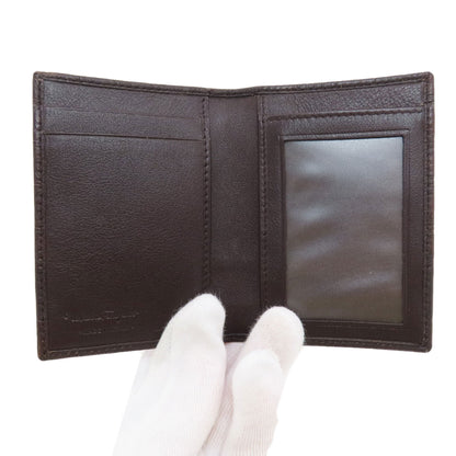 Salvatore Ferragamo Gancini pattern pass case Card Case Leather Ladies [Used]