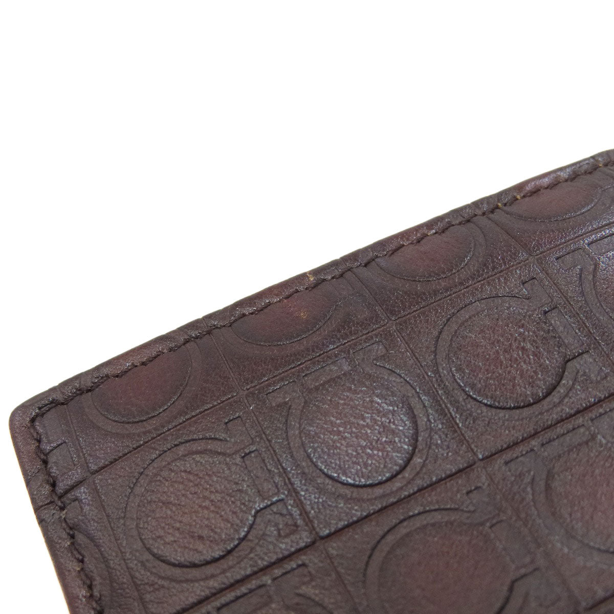 Salvatore Ferragamo Gancini pattern pass case Card Case Leather Ladies [Used]