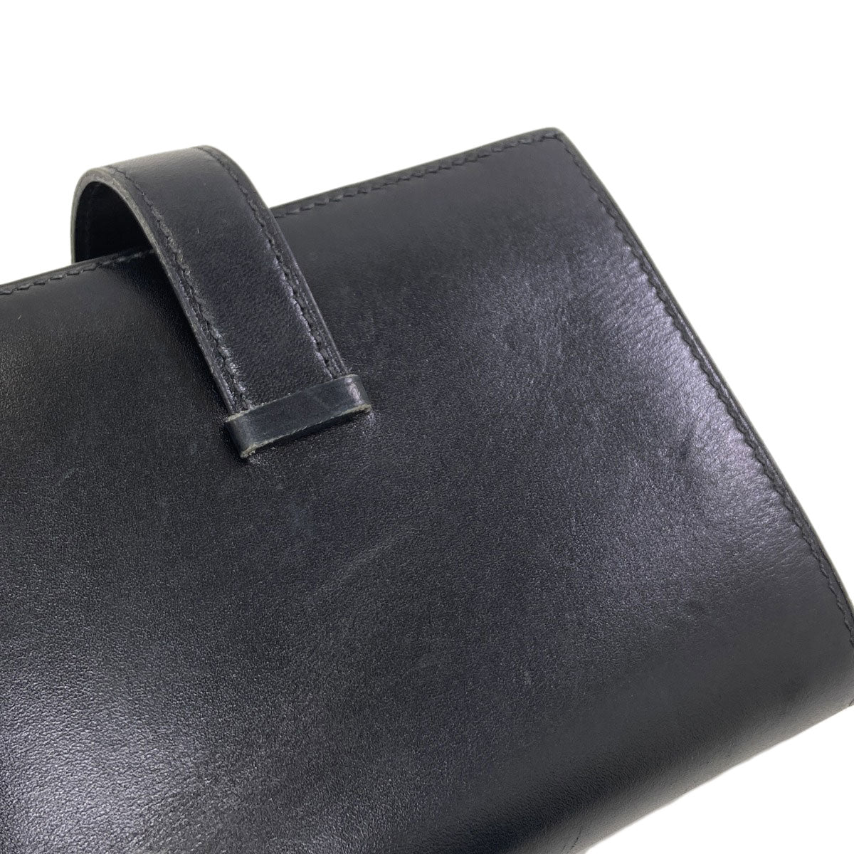 HERMES Bearn Compact SilverHardware Bifold Wallet with Coin Pocket Box calf Ladies [Used]