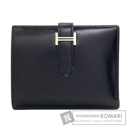 HERMES Bearn Compact SilverHardware Bifold Wallet with Coin Pocket Box calf Ladies [Used]