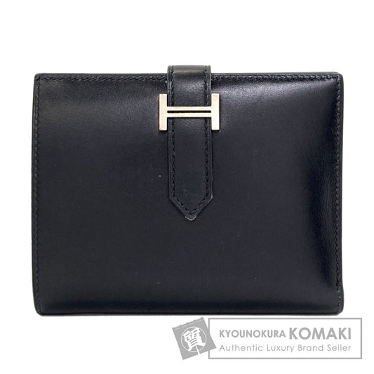 HERMES Bearn Compact SilverHardware Bifold Wallet with Coin Pocket Box calf Ladies [Used]