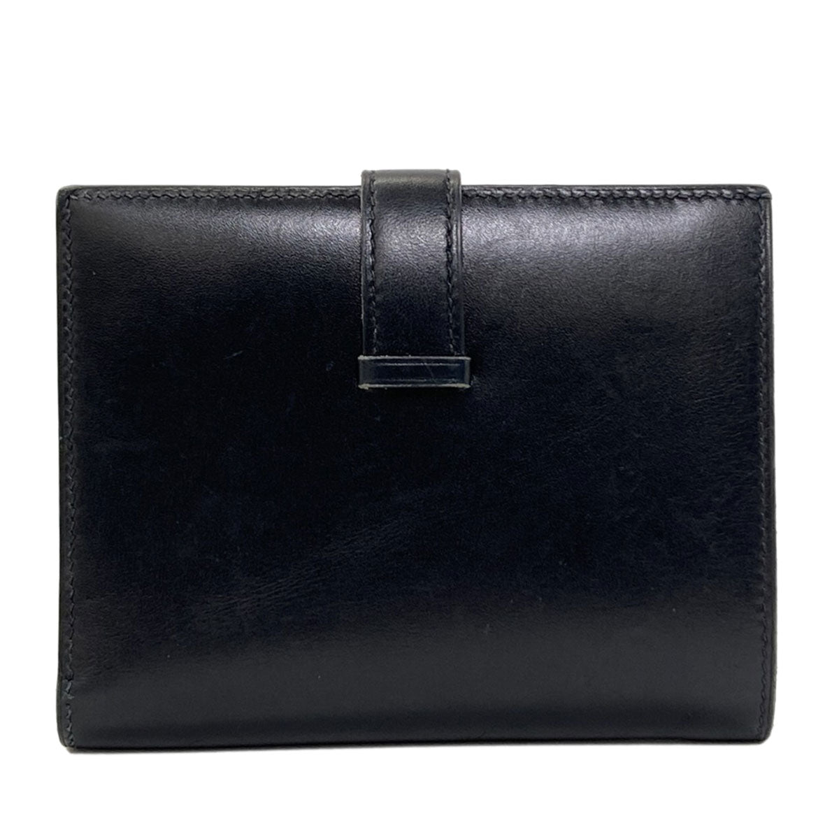 HERMES Bearn Compact SilverHardware Bifold Wallet with Coin Pocket Box calf Ladies [Used]