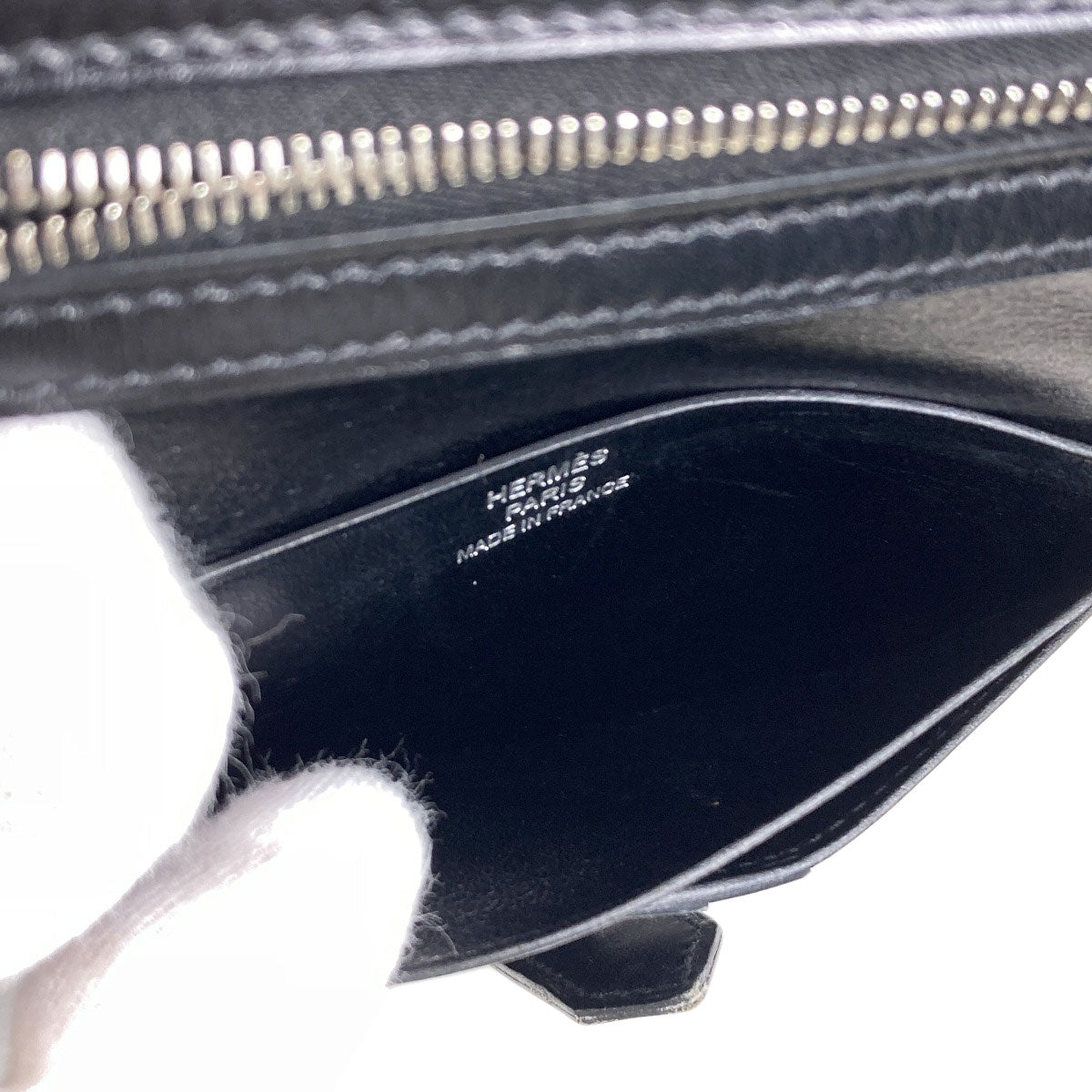 HERMES Bearn Compact SilverHardware Bifold Wallet with Coin Pocket Box calf Ladies [Used]