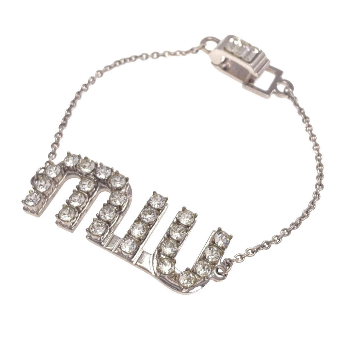 MIUMIU Rhinestone Bracelet Metal Ladies [Used]
