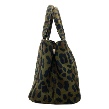 PRADA Canapa Mini Leopard Pattern 2WAY Handbag Canvas Ladies [Used]