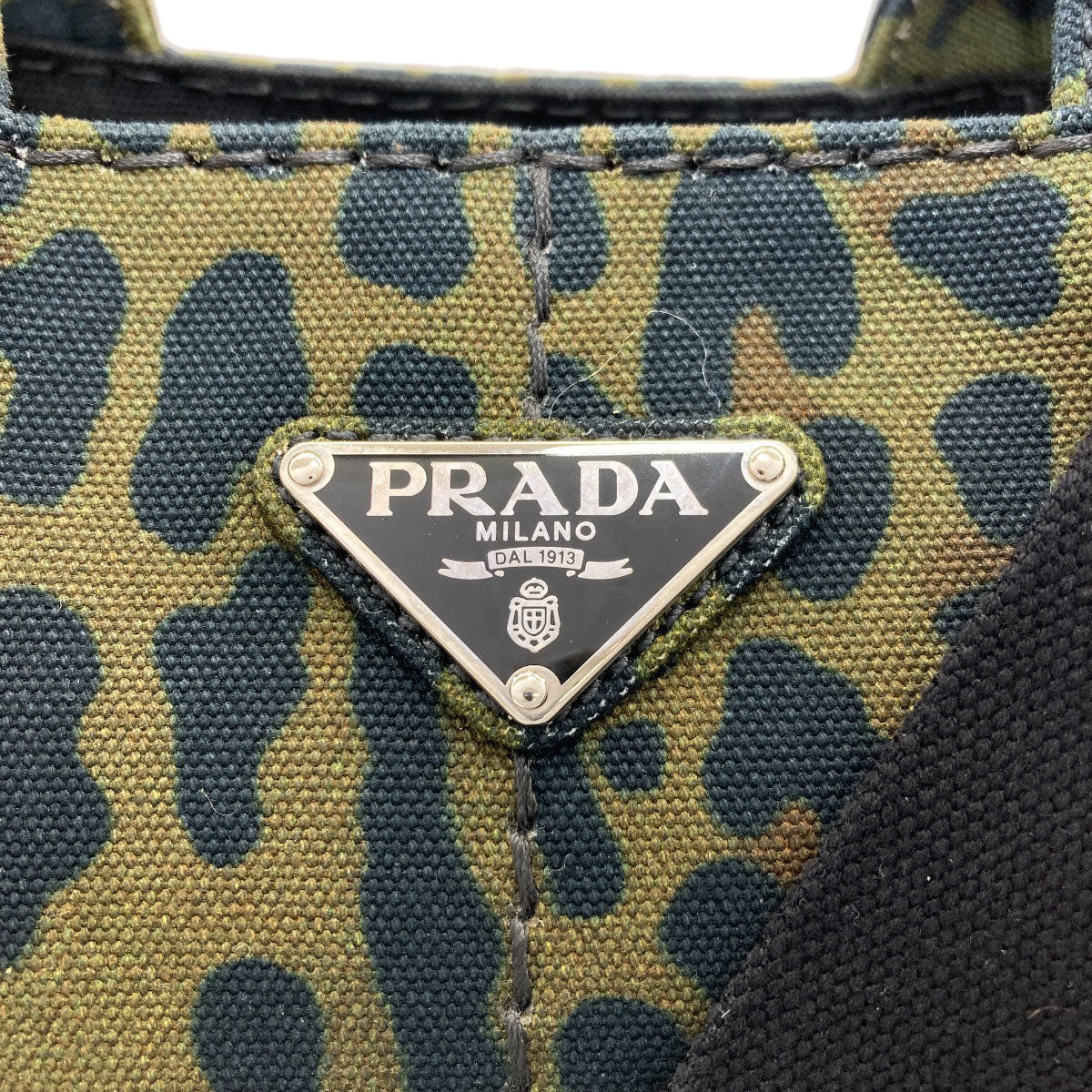 PRADA Canapa Mini Leopard Pattern 2WAY Handbag Canvas Ladies [Used]