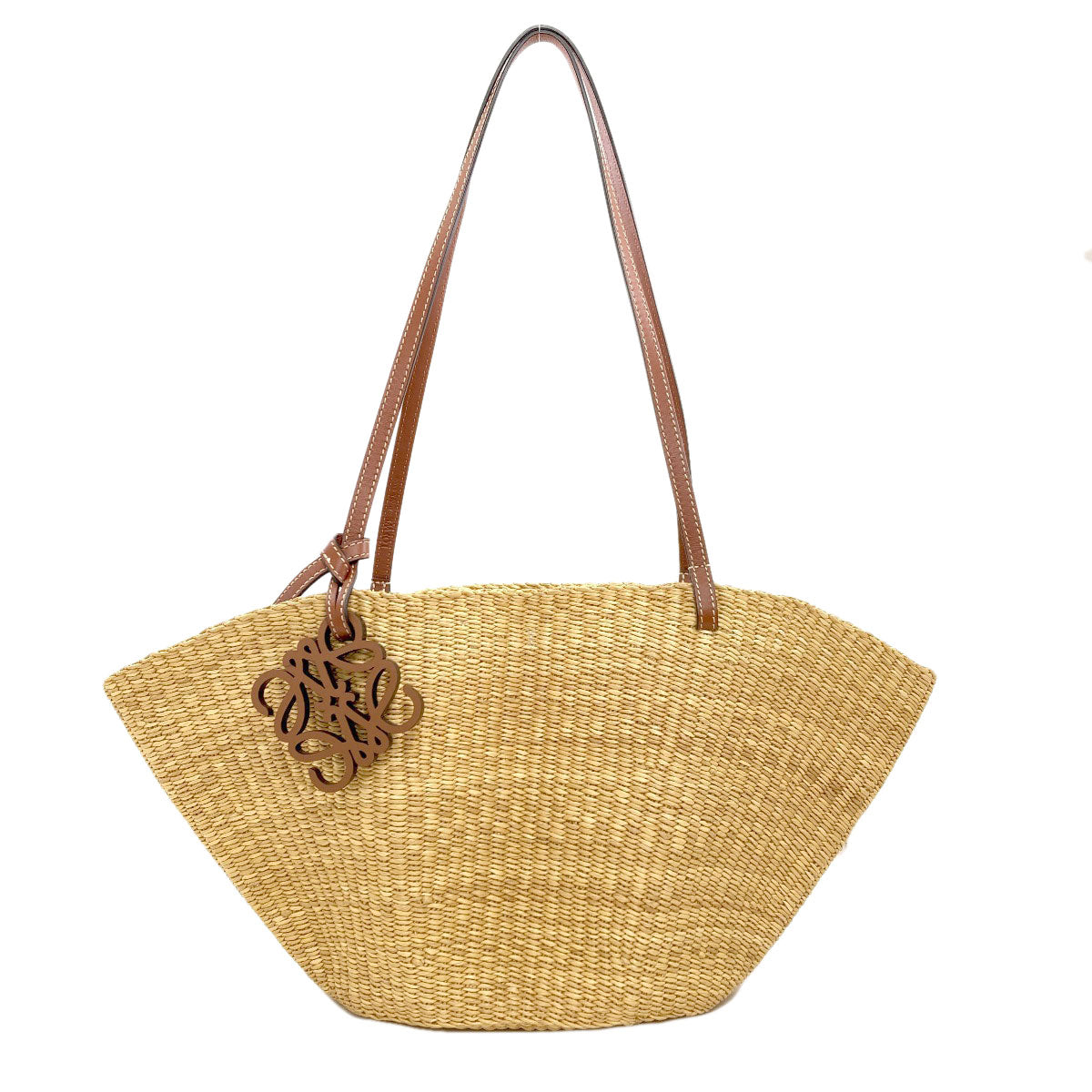 LOEWE Shell Basket Bag Tote Bag Straw LeatherLadies [Used]