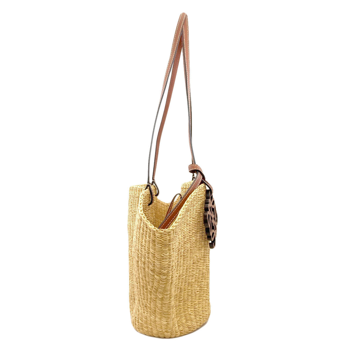 LOEWE Shell Basket Bag Tote Bag Straw LeatherLadies [Used]