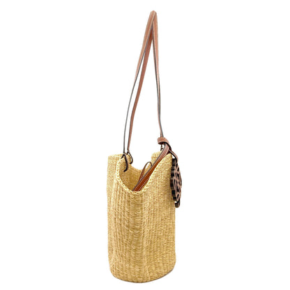 LOEWE Shell Basket Bag Tote Bag Straw LeatherLadies [Used]