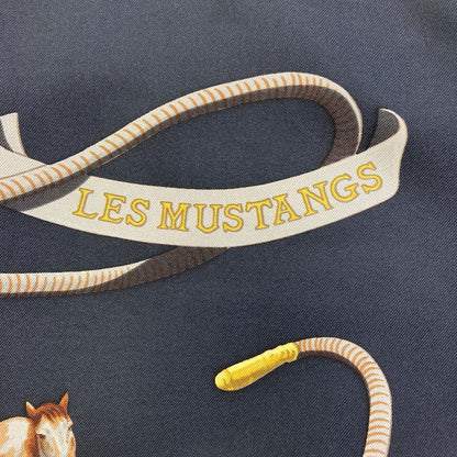 HERMES Carre90 LES MUSTANNGS Wild Horse Scarf Silk Ladies [Used]