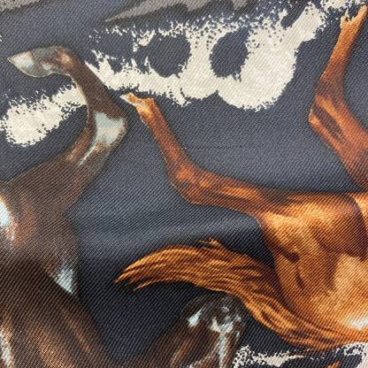 HERMES Carre90 LES MUSTANNGS Wild Horse Scarf Silk Ladies [Used]