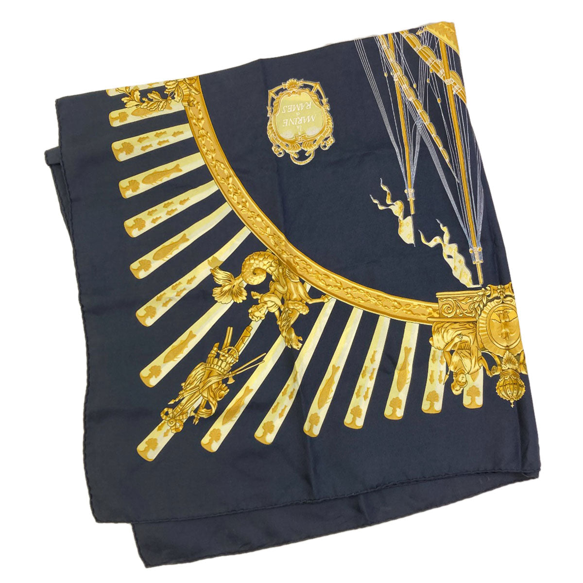HERMES Carre90: Sea and Cavalry Scarf Silk Ladies [Used]