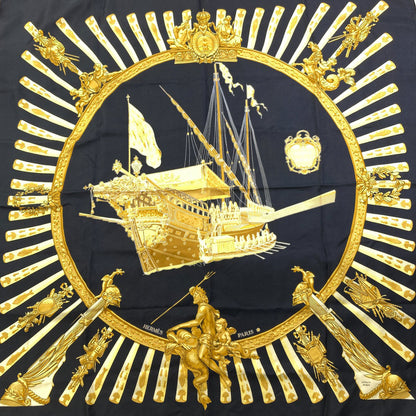 HERMES Carre90: Sea and Cavalry Scarf Silk Ladies [Used]