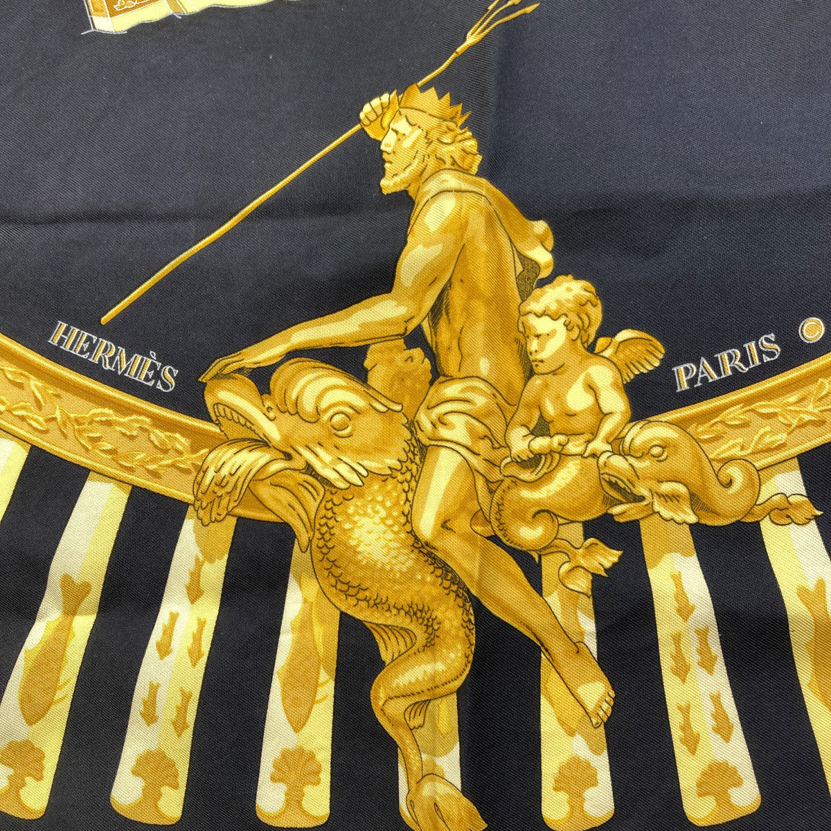 HERMES Carre90: Sea and Cavalry Scarf Silk Ladies [Used]