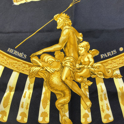 HERMES Carre90: Sea and Cavalry Scarf Silk Ladies [Used]