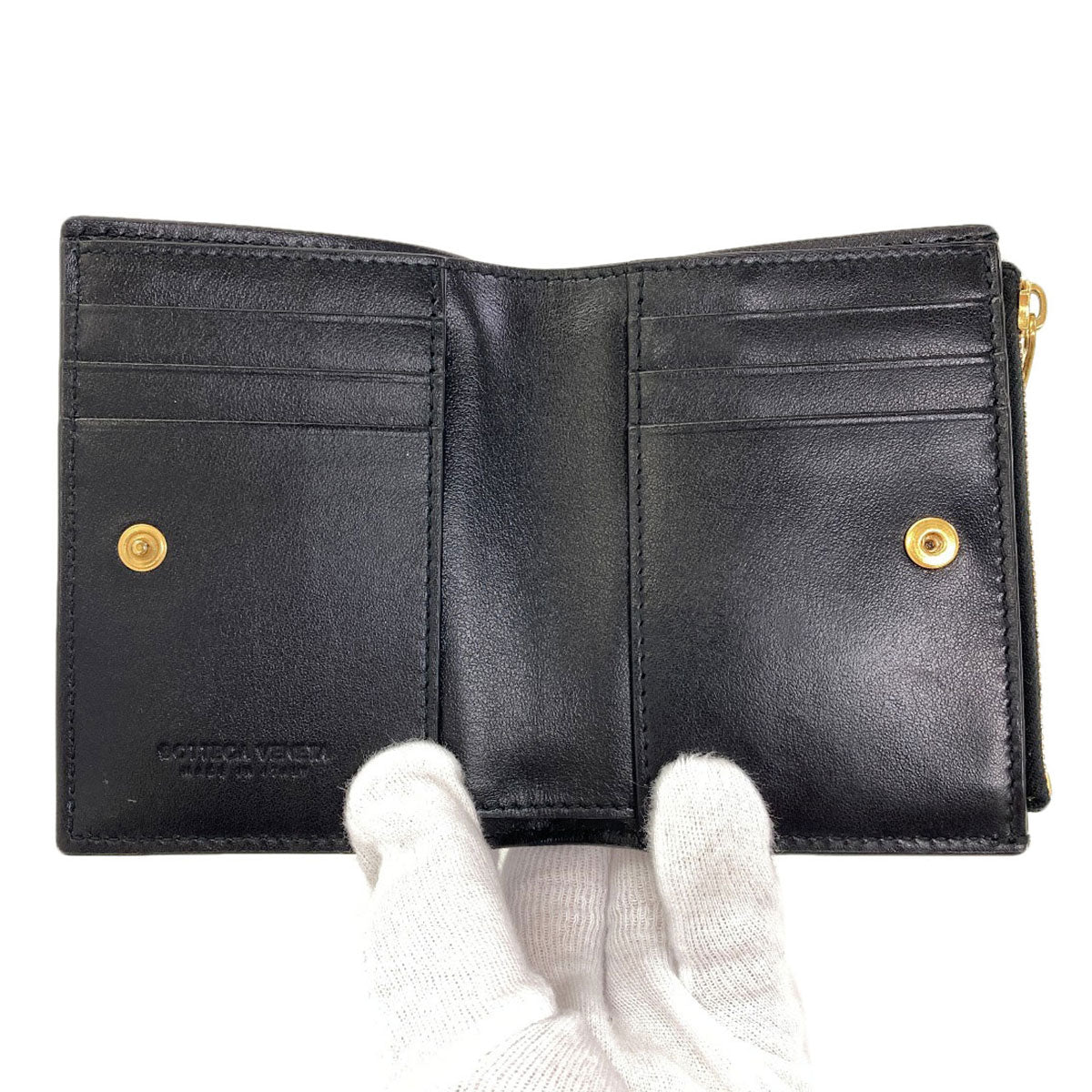 BOTTEGA VENETA Cassette Small Bifold Wallet with Coin Pocket Leather Ladies [Used]