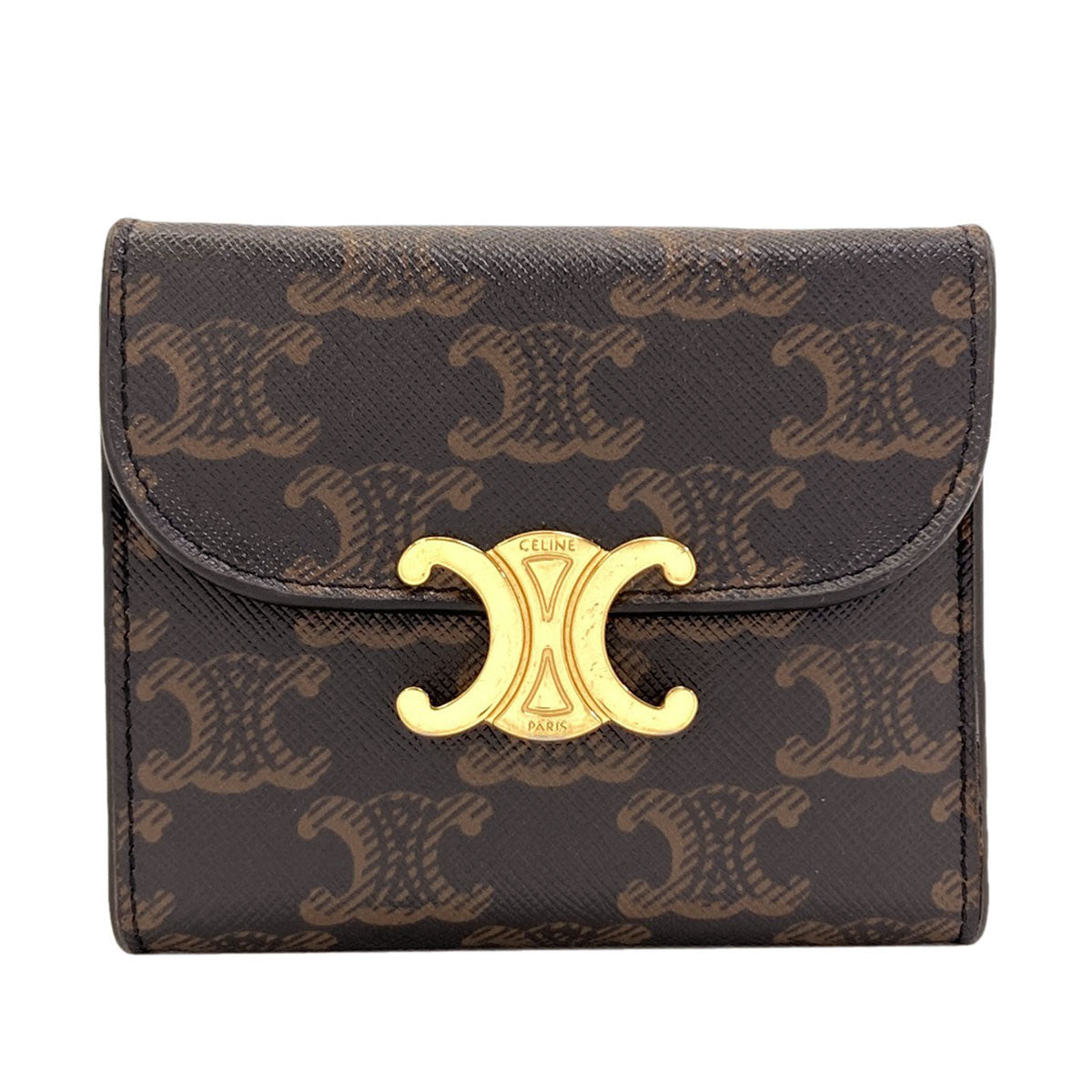 CELINE Small flap wallet Triomphe Tri-fold wallet (with Coin Pocket) PVC Ladies [Used]
