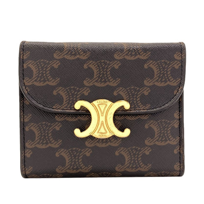 CELINE Small flap wallet Triomphe Tri-fold wallet (with Coin Pocket) PVC Ladies [Used]
