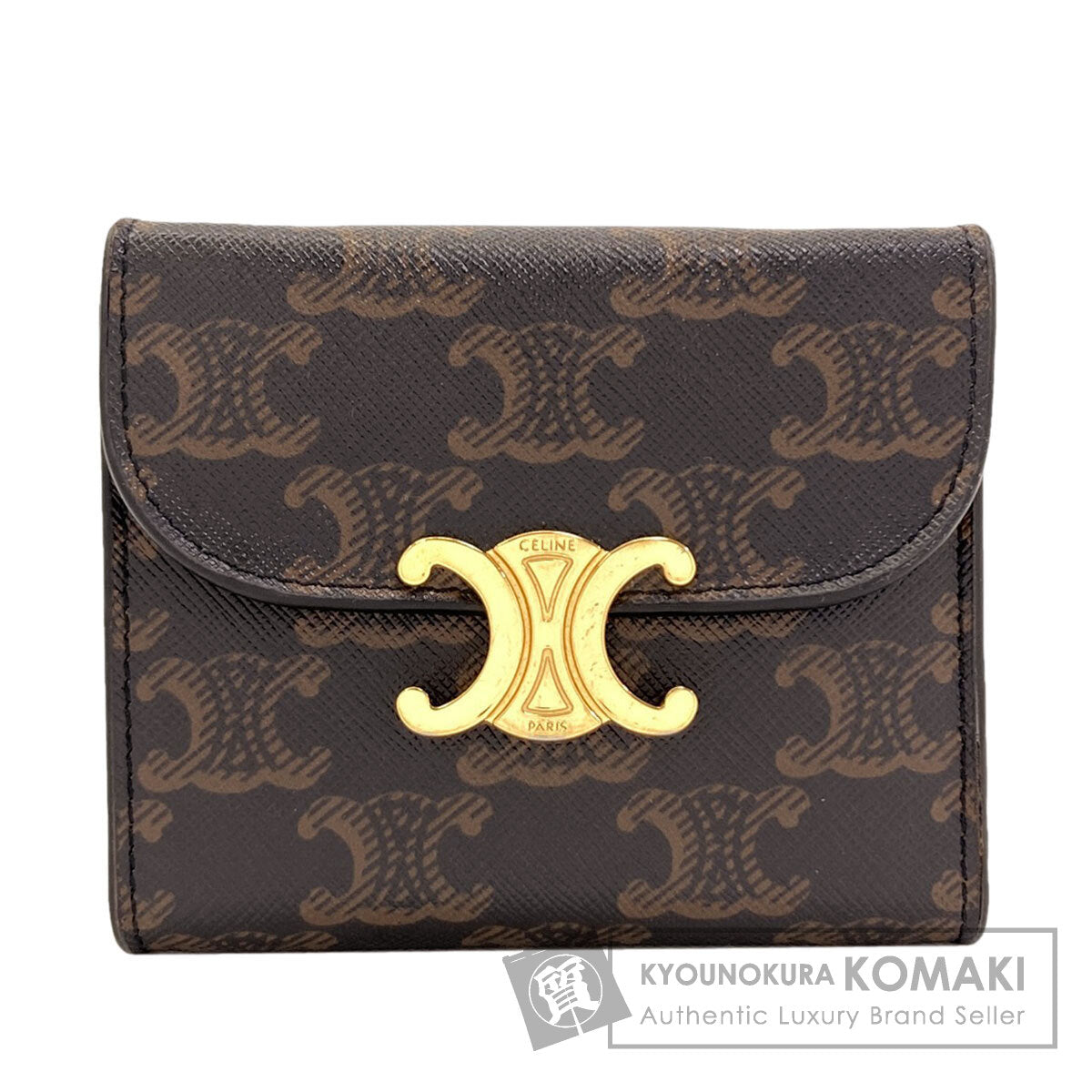 CELINE Small flap wallet Triomphe Tri-fold wallet (with Coin Pocket) PVC Ladies [Used]