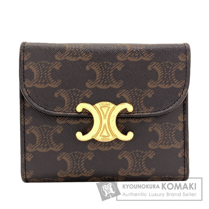 CELINE Small flap wallet Triomphe Tri-fold wallet (with Coin Pocket) PVC Ladies [Used]