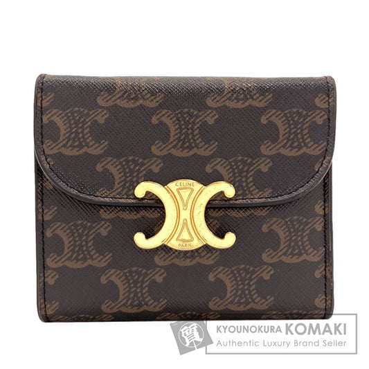 CELINE Small flap wallet Triomphe Tri-fold wallet (with Coin Pocket) PVC Ladies [Used]