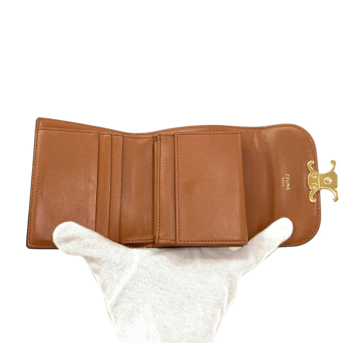 CELINE Small flap wallet Triomphe Tri-fold wallet (with Coin Pocket) PVC Ladies [Used]