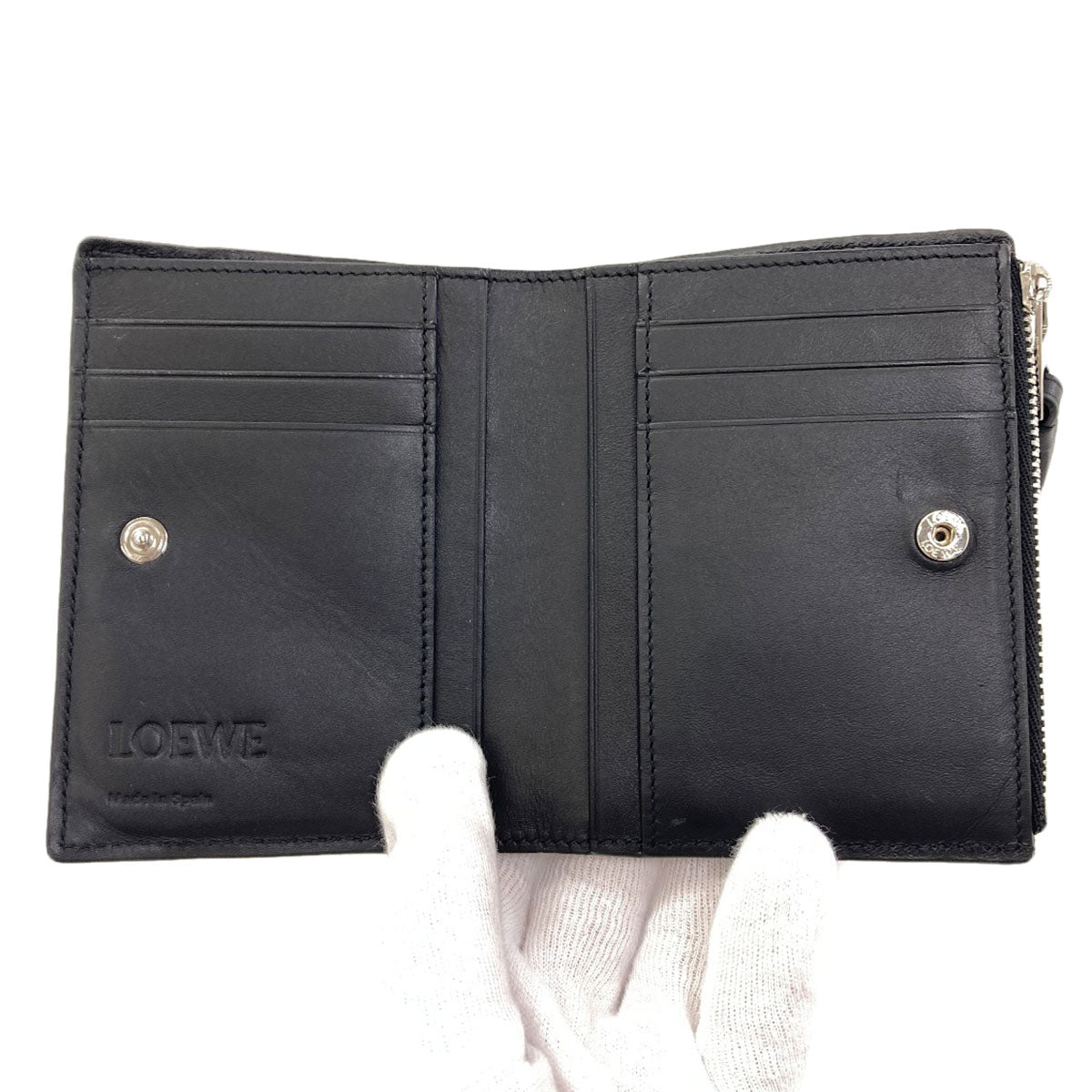 LOEWE anagram Bifold Wallet with Coin Pocket Leather Ladies [Used]