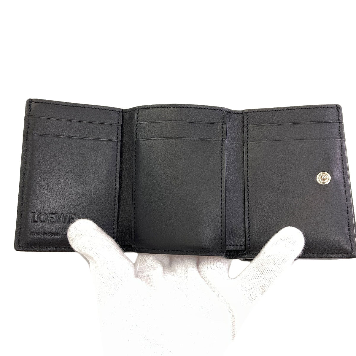 LOEWE Anagram Patch Tri-fold wallet (with Coin Pocket) Calf Ladies [Used]