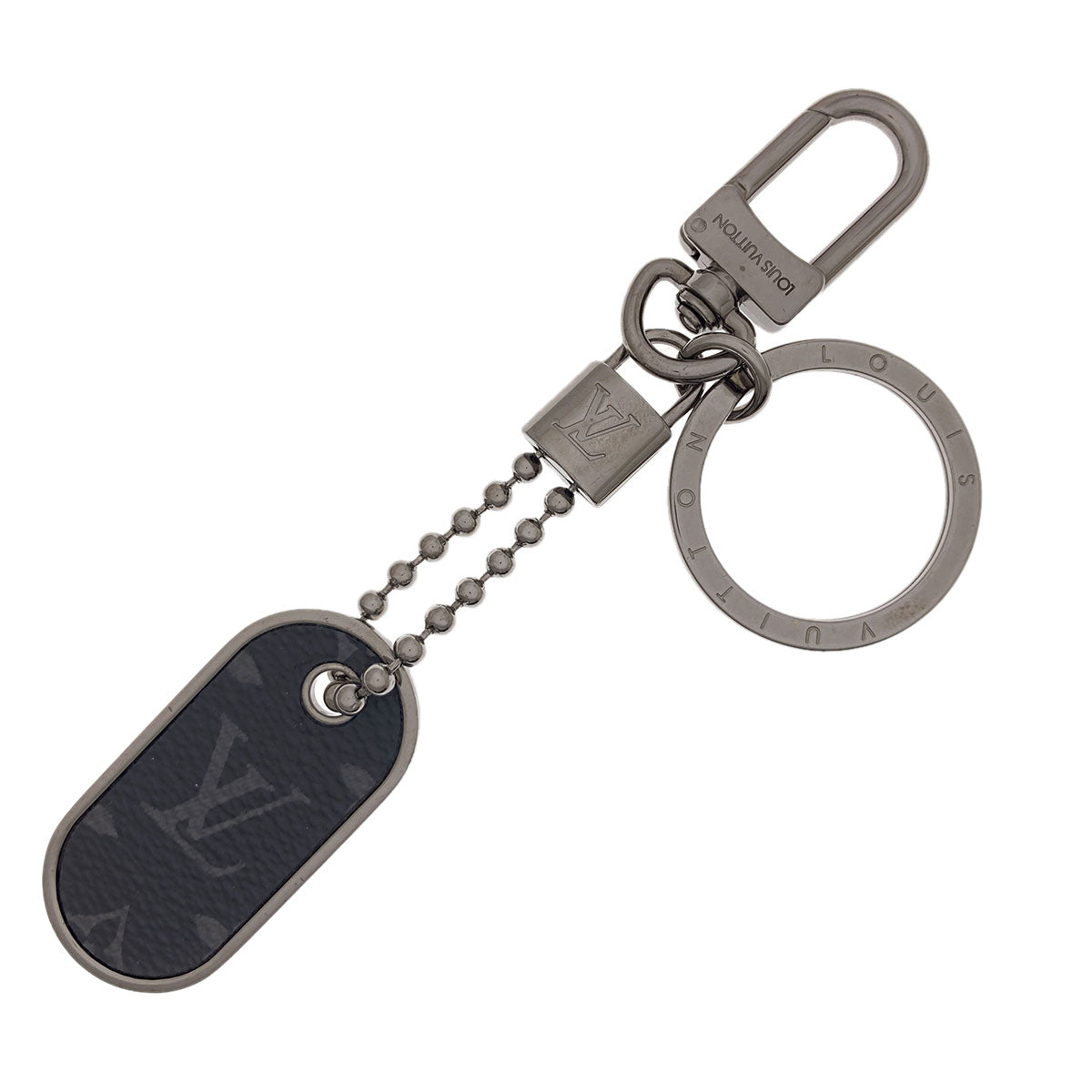 LOUIS VUITTON M63618 Porte Clé Tab Monogram ID key ring Monogram Eclipse mens [Used]