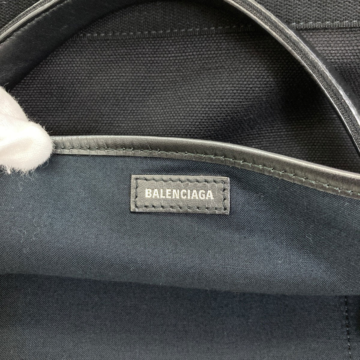 BALENCIAGA 339933 NAVY CABAS Handbag Canvas LeatherLadies [Used]