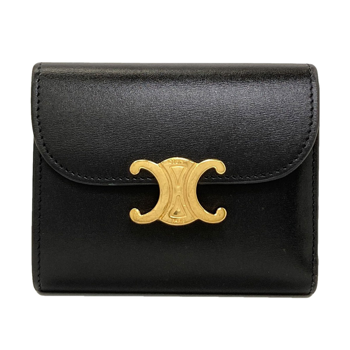 CELINE Small flap wallet Triomphe Tri-fold wallet (with Coin Pocket) Calf Ladies [Used]