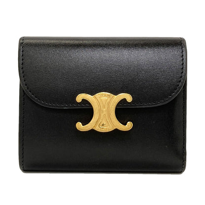 CELINE Small flap wallet Triomphe Tri-fold wallet (with Coin Pocket) Calf Ladies [Used]
