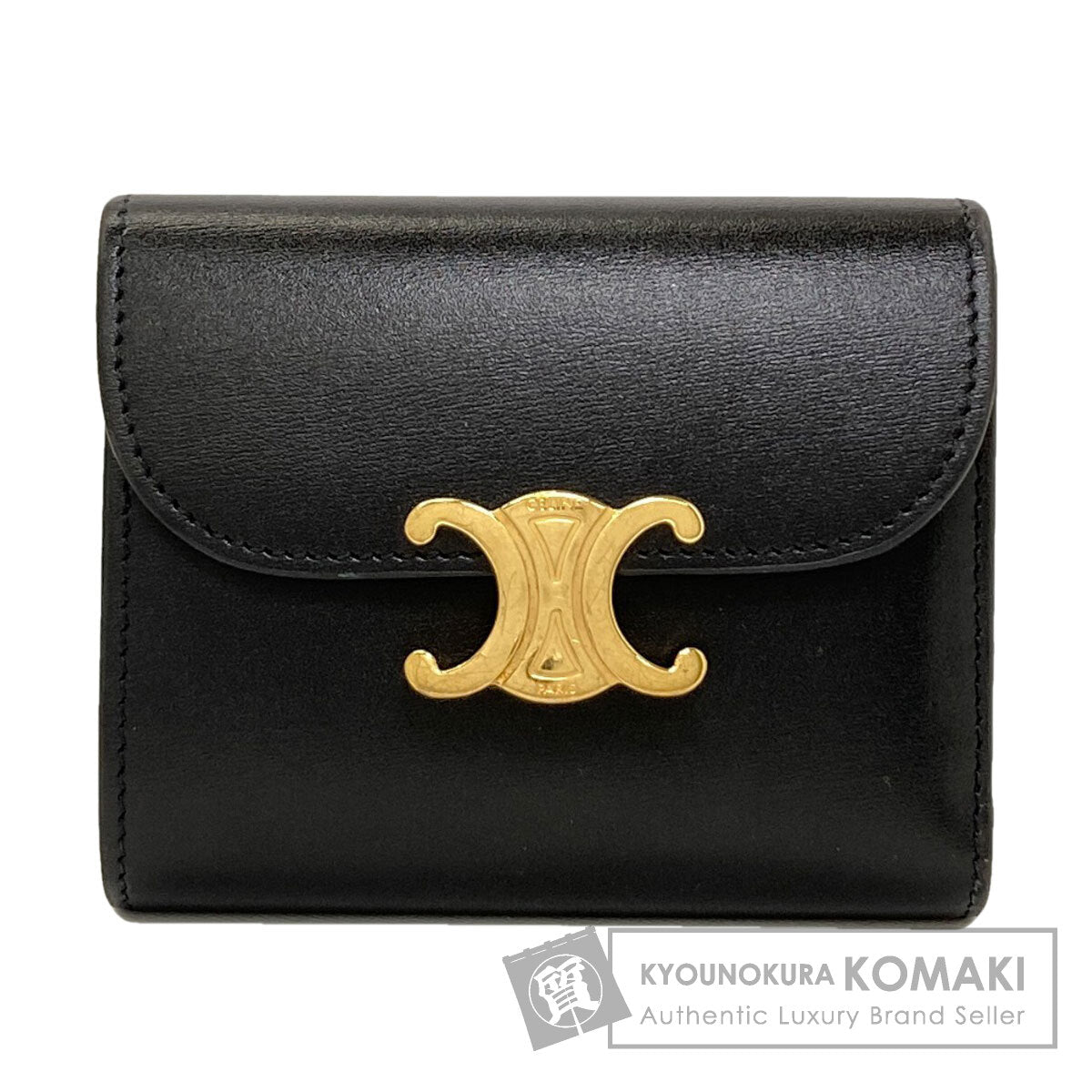 CELINE Small flap wallet Triomphe Tri-fold wallet (with Coin Pocket) Calf Ladies [Used]