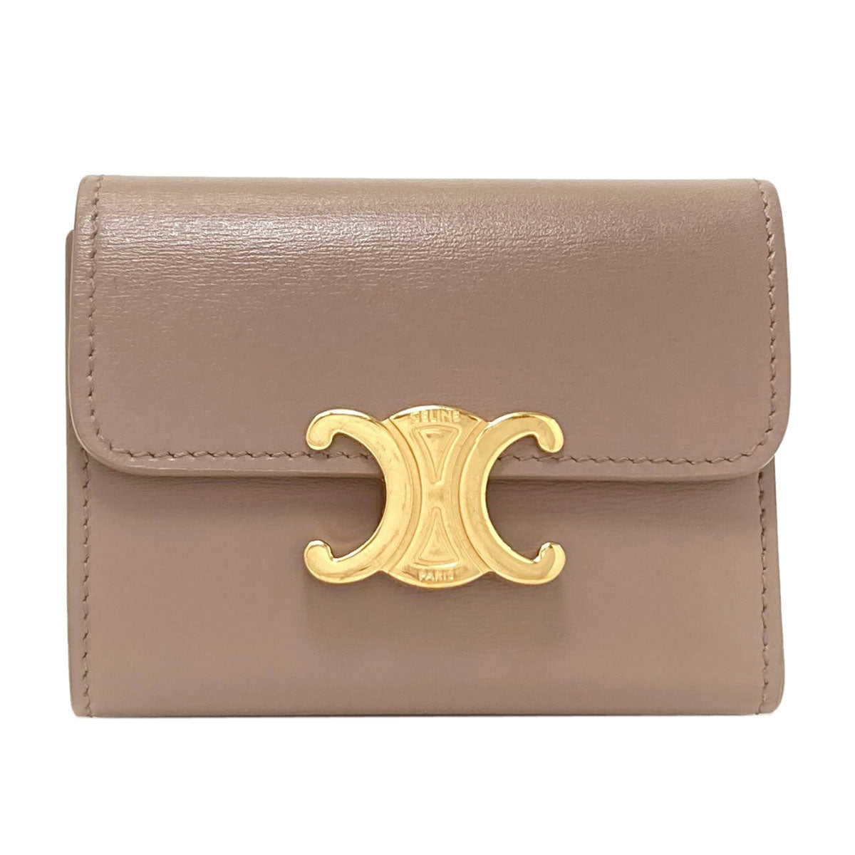 CELINE Triomphe compact wallet with coin compartment Tri-fold wallet (with Coin Pocket) Calf Ladies [Used]
