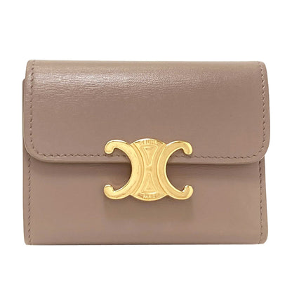 CELINE Triomphe compact wallet with coin compartment Tri-fold wallet (with Coin Pocket) Calf Ladies [Used]