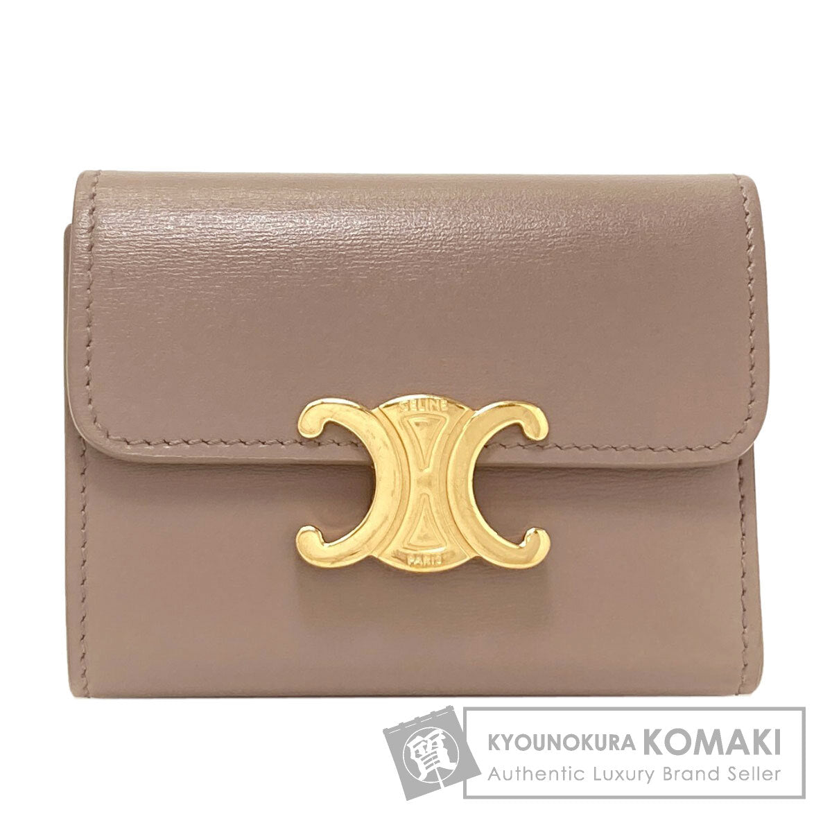 CELINE Triomphe compact wallet with coin compartment Tri-fold wallet (with Coin Pocket) Calf Ladies [Used]