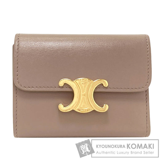 CELINE Triomphe compact wallet with coin compartment Tri-fold wallet (with Coin Pocket) Calf Ladies [Used]