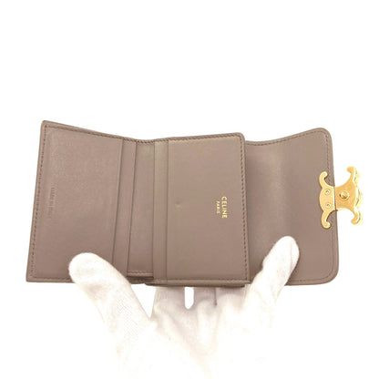 CELINE Triomphe compact wallet with coin compartment Tri-fold wallet (with Coin Pocket) Calf Ladies [Used]