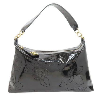 CHANEL Camellia Punching GoldHardware Shoulder Bag Enamel Ladies [Used]