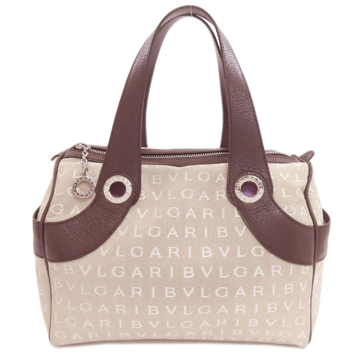 BVLGARI Logo Mania Mini Boston Handbag Canvas Ladies [Used]