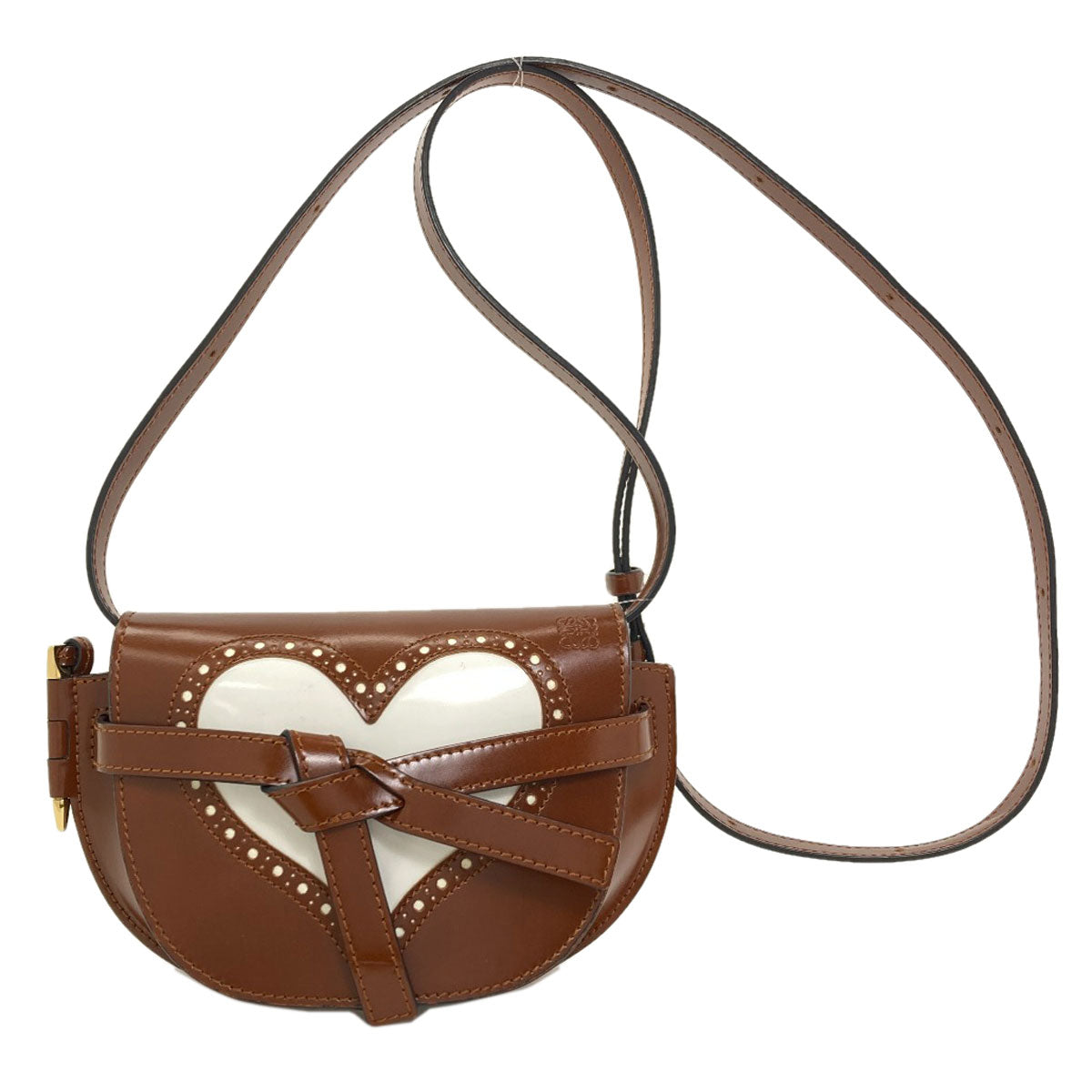 LOEWE Gate Dual Mini Heart Motif Shoulder Bag Calf Ladies [Used]