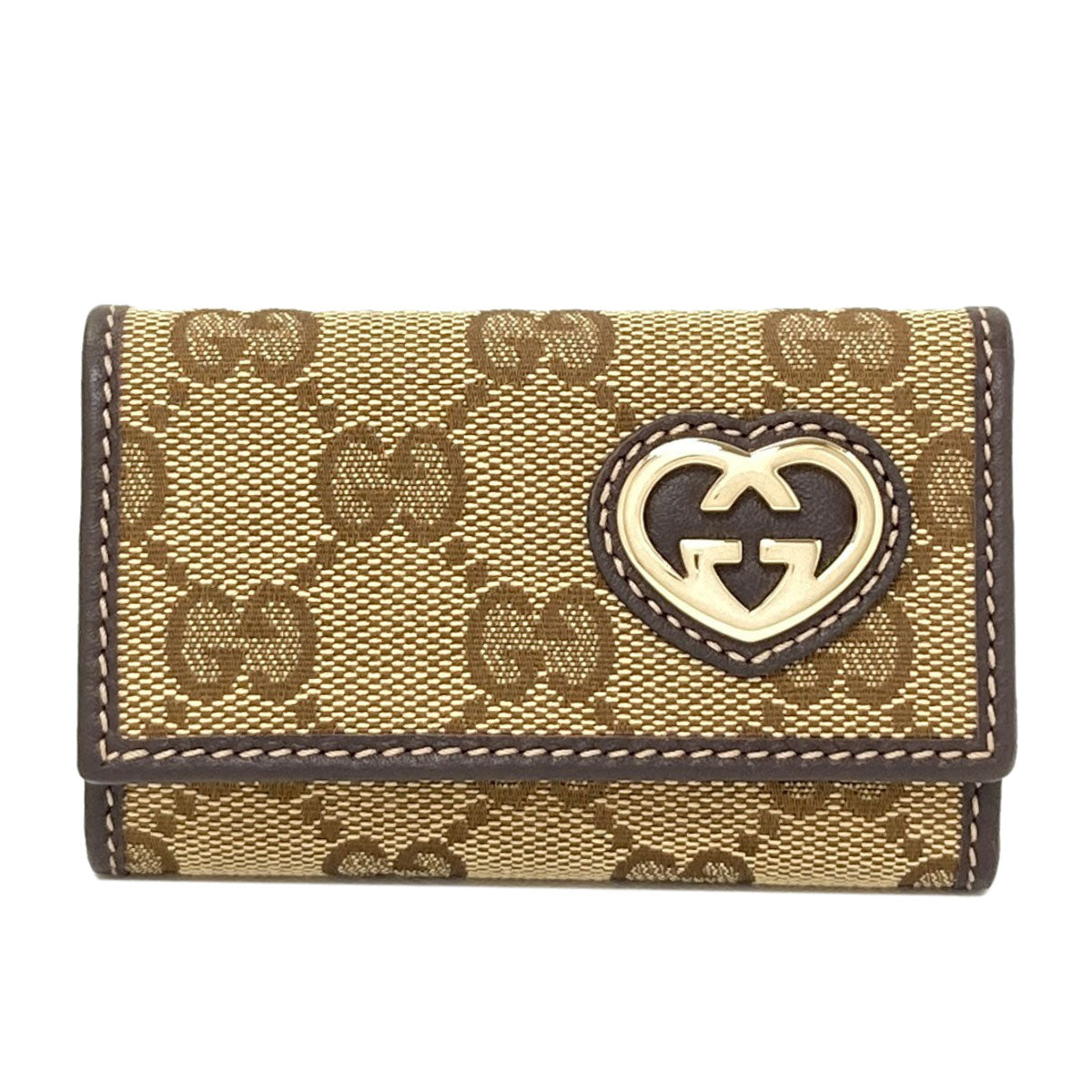 GUCCI 257217 GG Heart key holder Canvas Ladies [Used]